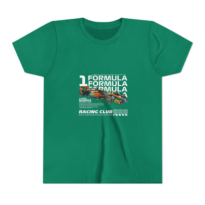 Formula 1 Racing Club Youth Tee - Cool Black Short Sleeve T-shirt for Young Fans - CreativeRino