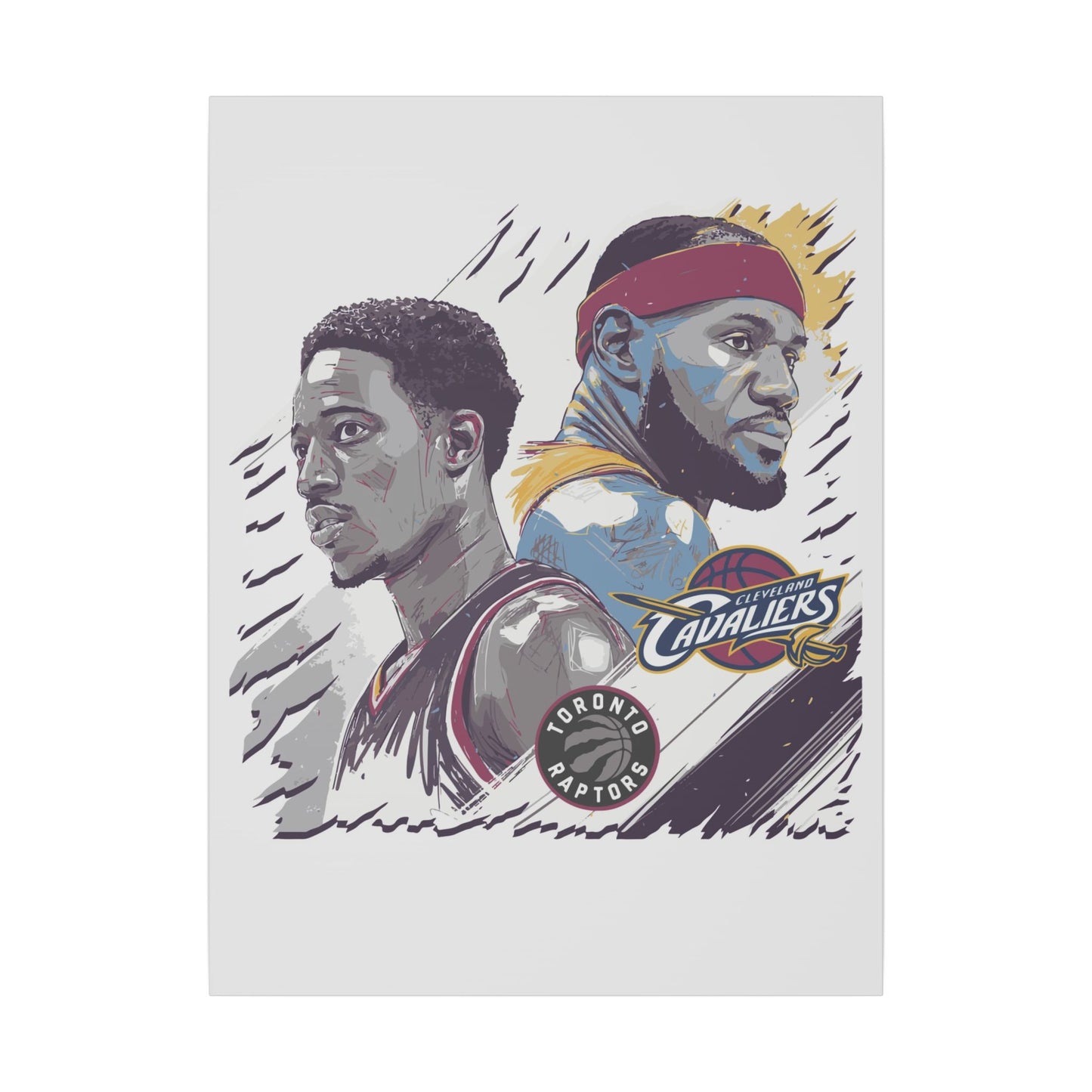 DeMar DeRozan Vs Lebron James Basketball Legend Canvas Art - NBA Stars Wall Decor - CreativeRino