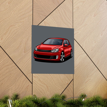Red Sports Car Matte Square Poster - Perfect Poster for Car Enthusiasts - CreativeRino