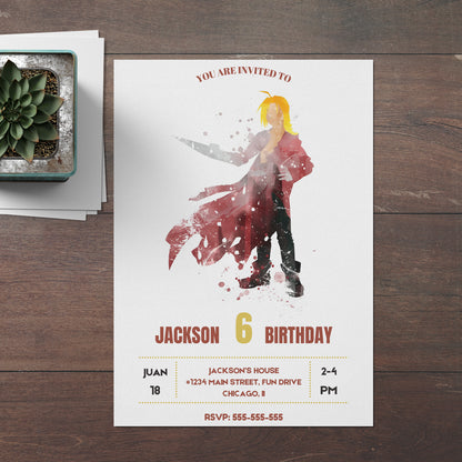 Fullmetal Alchemist  Birthday Invitation Template - CreativeRino