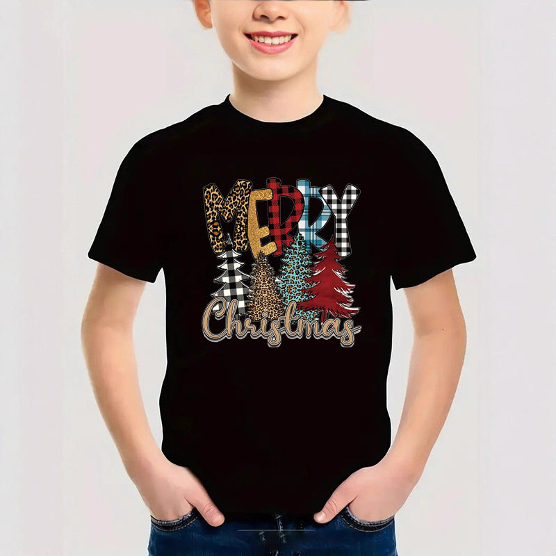 Combed Cotton Christmas Graphic T-Shirt | New Short Sleeve Round Neck | Boys & Girls Festive Kids Clothing Tee eprolo