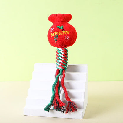 Durable Christmas Cotton Rope Plush Toy | Teeth Grinding Dog & Cat Festive Chew Toy eprolo