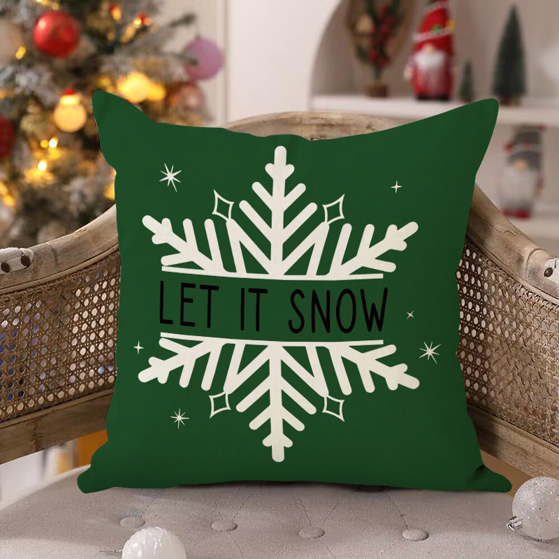 Christmas Tree & Snowflake Printed Pillow Cover | Rustic Linen Cushion Case for Holiday Party & Sofa Decor eprolo