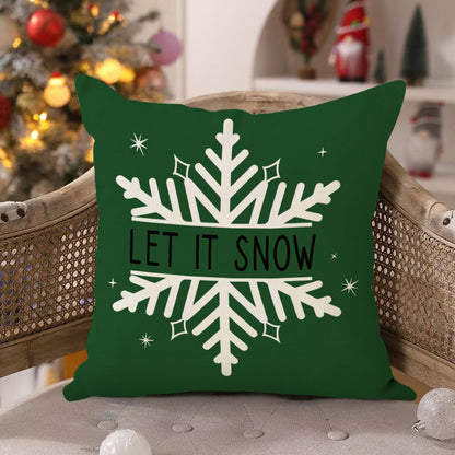 Christmas Tree & Snowflake Printed Pillow Cover | Rustic Linen Cushion Case for Holiday Party & Sofa Decor eprolo