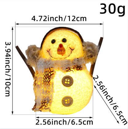 Charming Glowing Snowman Christmas Ornament Decor | Checkered Striped Scarf Doll with LED Light