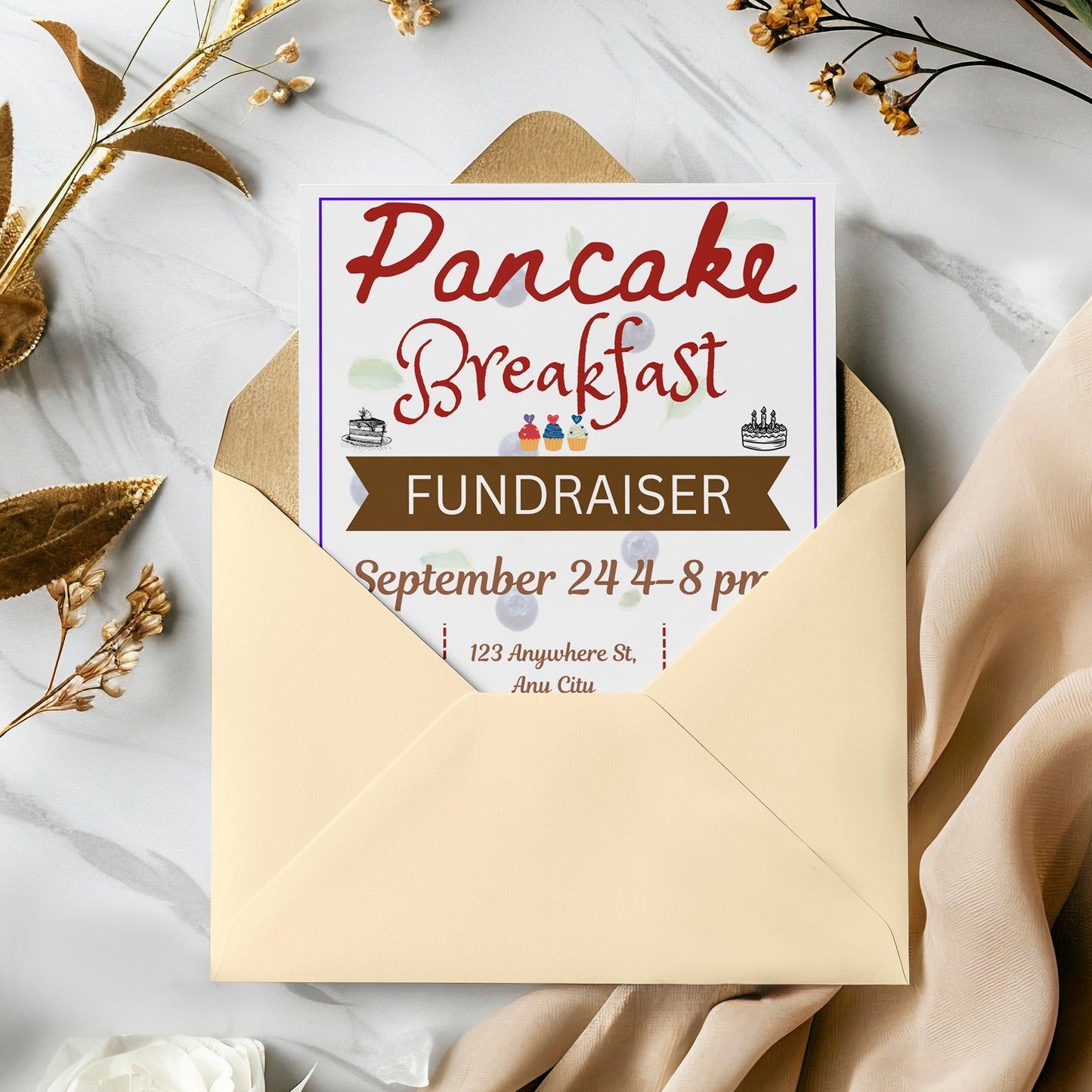 Pancake Breakfast Fundraiser Flyer Template CreativeRino