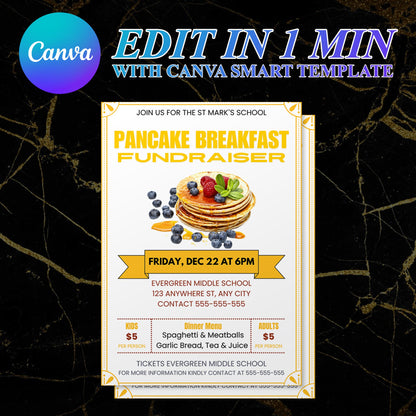 Pancake Breakfast Fundraiser Flyer Invite Template CreativeRino