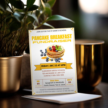 Pancake Breakfast Fundraiser Flyer Invite Template CreativeRino