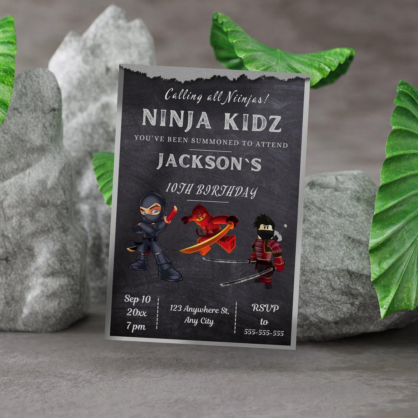 Ninja Kidz Birthday Invitation Template