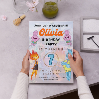 Elemental Birthday Party Invitation Template - CreativeRino