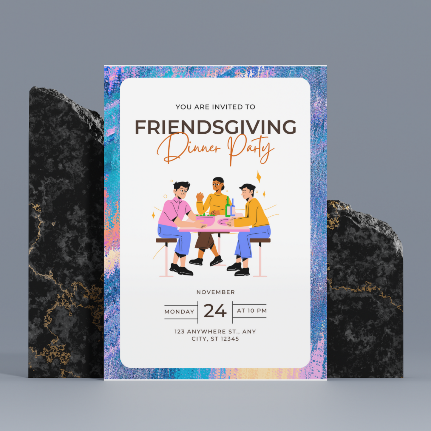 Friendsgiving Dinner Party Invitation Template | Thanksgiving Invite