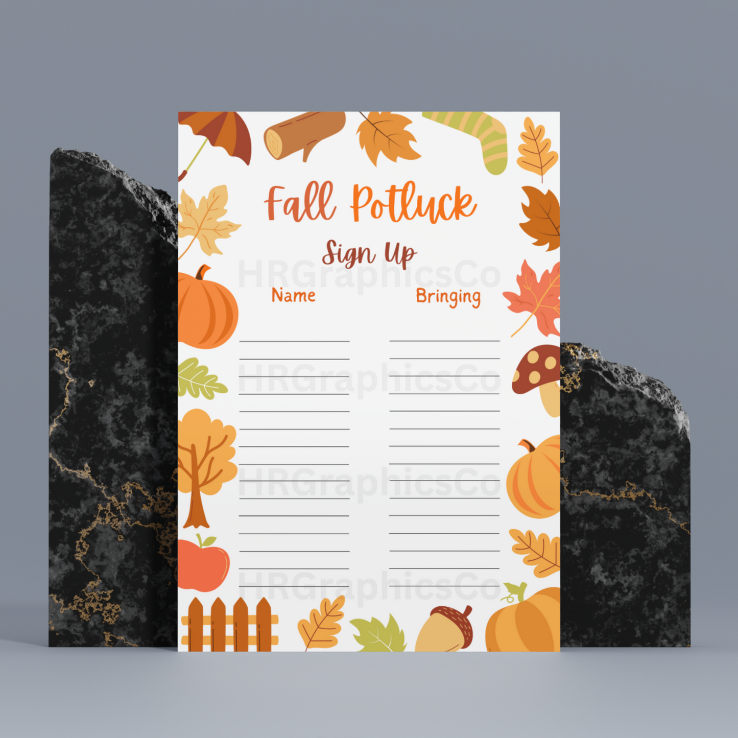 Fall Potluck Sign Up Sheet Template