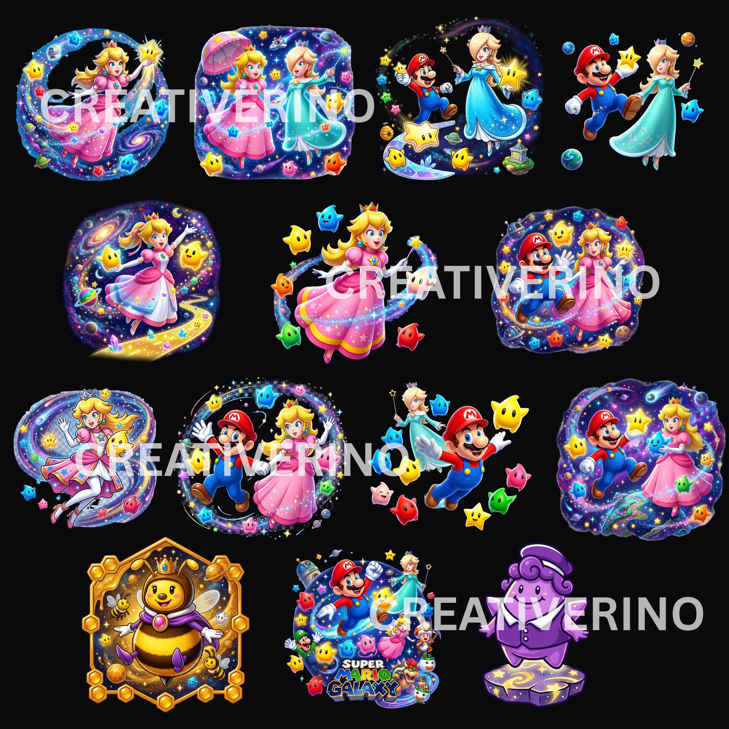 130 Super Mario Galaxy PNG Clipart, Gamer T-Shirt Design, Poster (Instant Download) CreativeRino