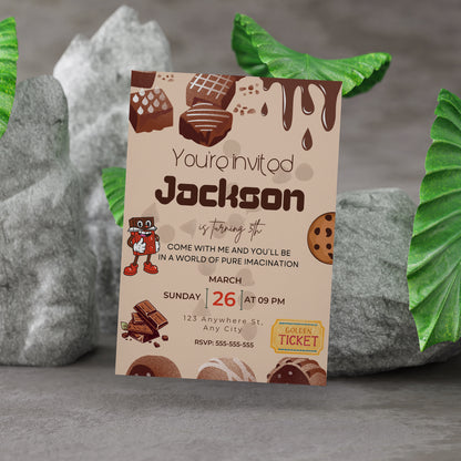 Chocolate Factory Birthday Invitation Template - CreativeRino