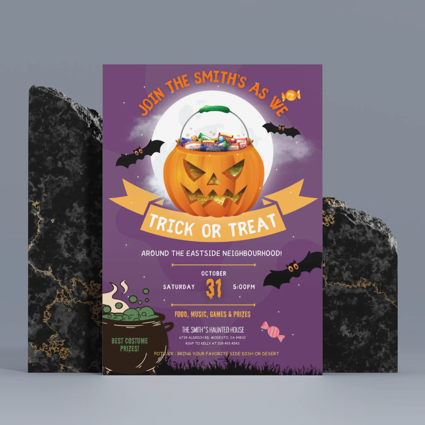 Halloween Trick or Treat Invitation Template - CreativeRino