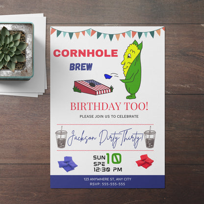 Cornhole Birthday Invitation Template - CreativeRino