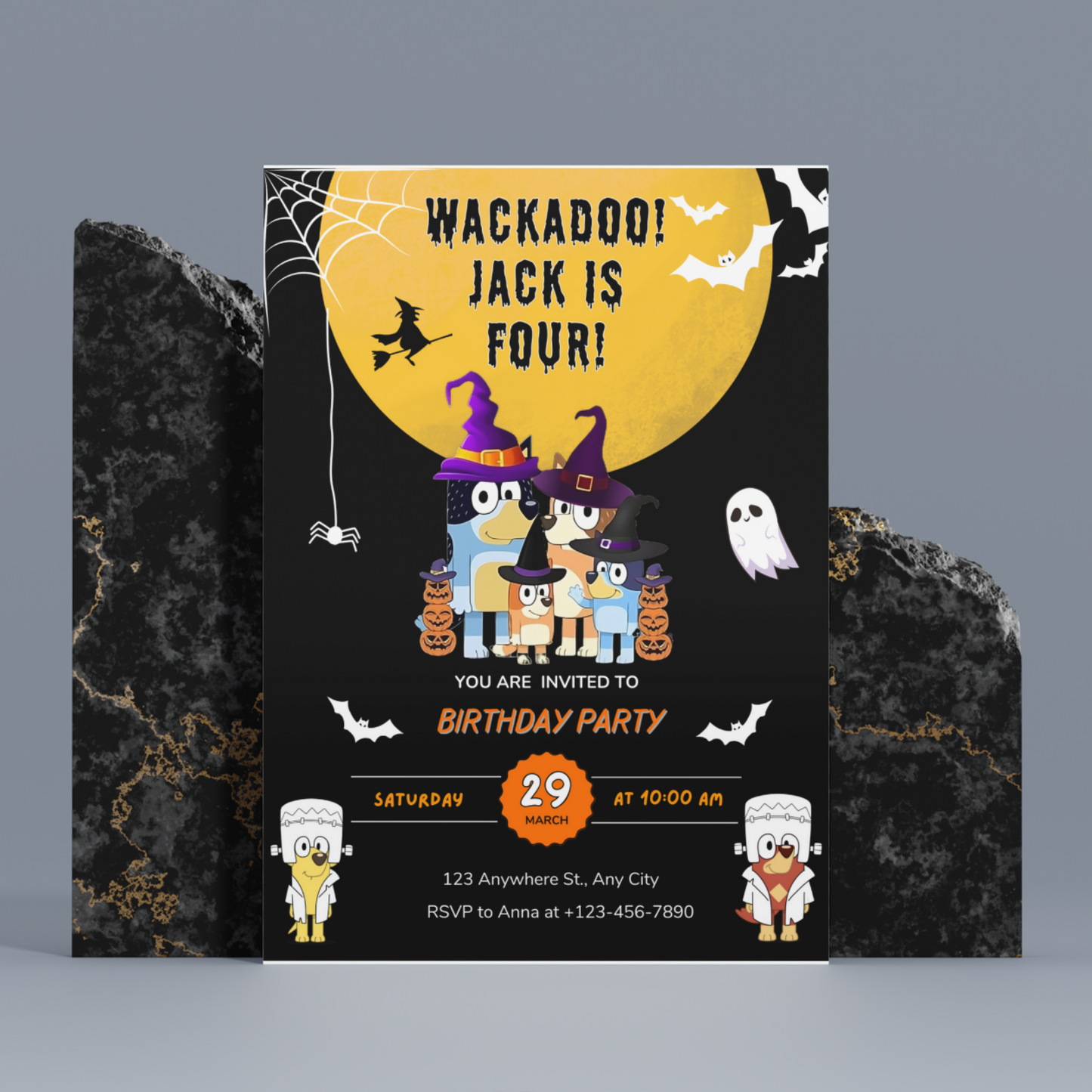 Bluey Halloween Birthday Invitation Template