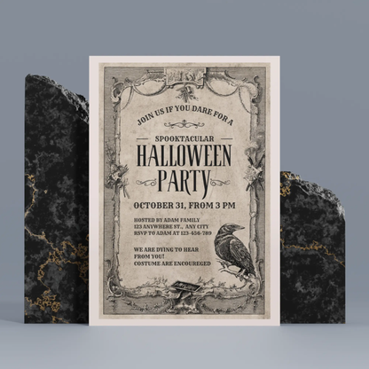 Vintage Halloween Party Invitation Template - CreativeRino
