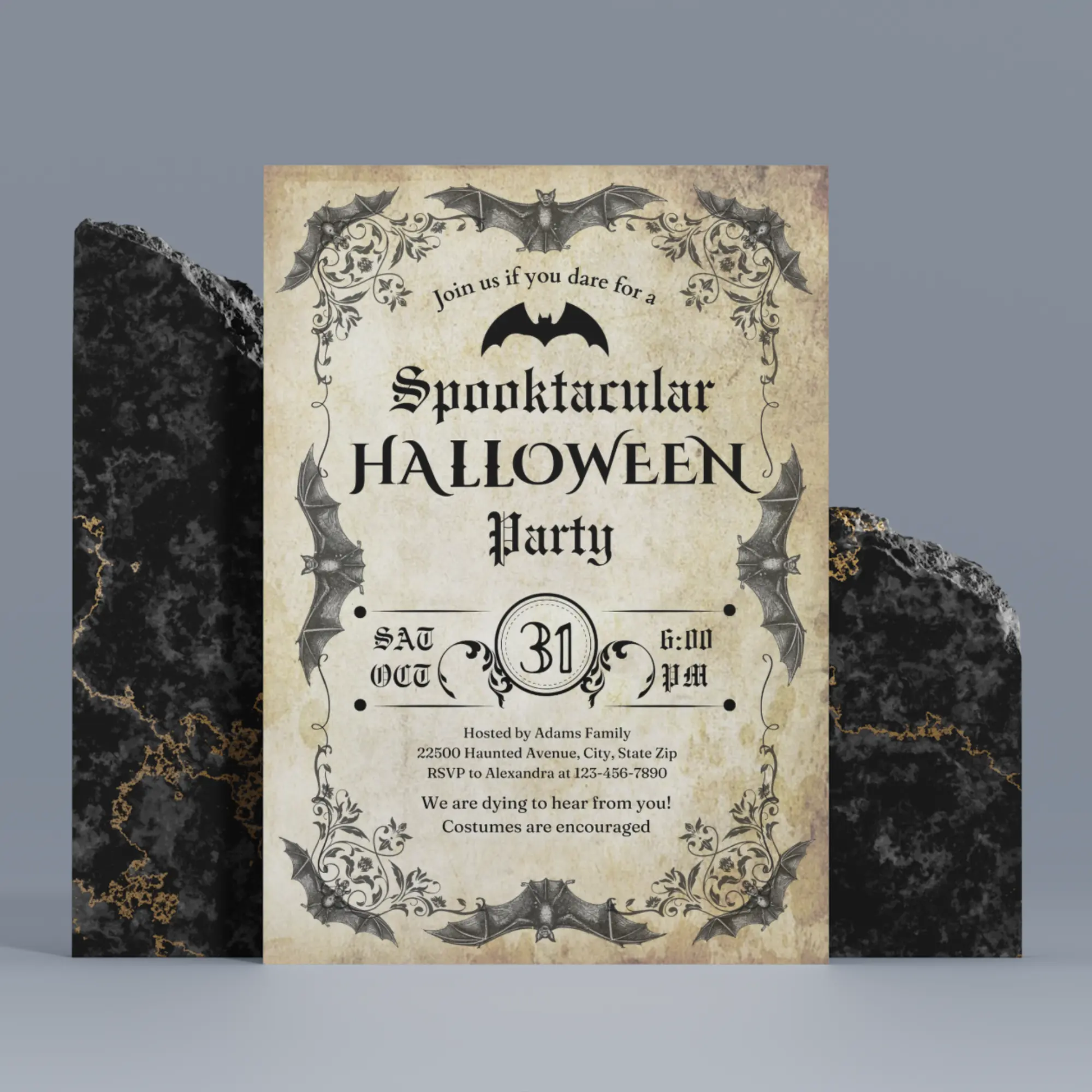 Vintage Halloween Party Invitation Template - CreativeRino