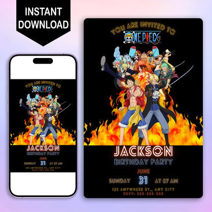 One Piece Birthday Invitation Template - CreativeRino