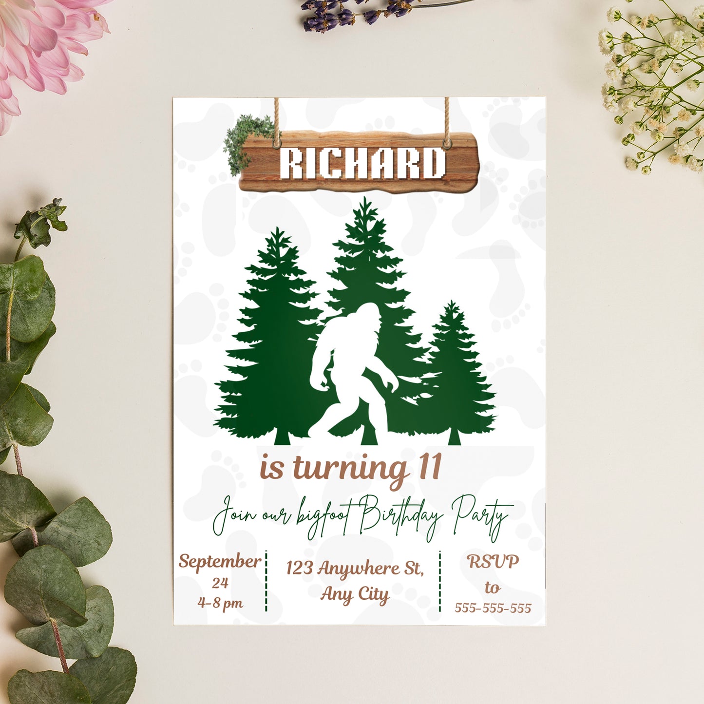 Bigfoot Birthday Invitation Template - CreativeRino
