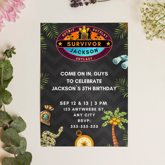 Explorer Adventure Survivor Birthday Invitation Template