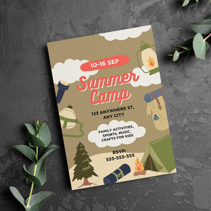 Summer Camp Bachelorette Invitation | Camping Invite Canva Template CreativeRino