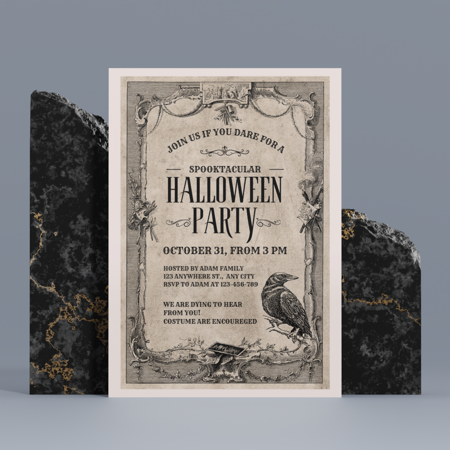 Vintage Halloween Party Invitation Template