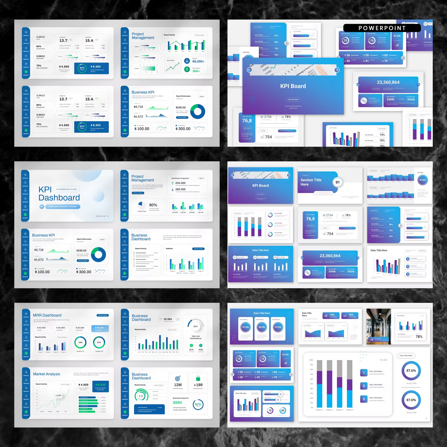 20 KPI Dashboard Powerpoint Presentation Template Bundle