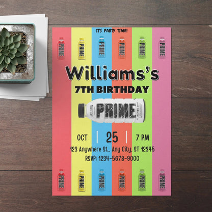Prime Energy Drink Birthday Invitation Template CreativeRino