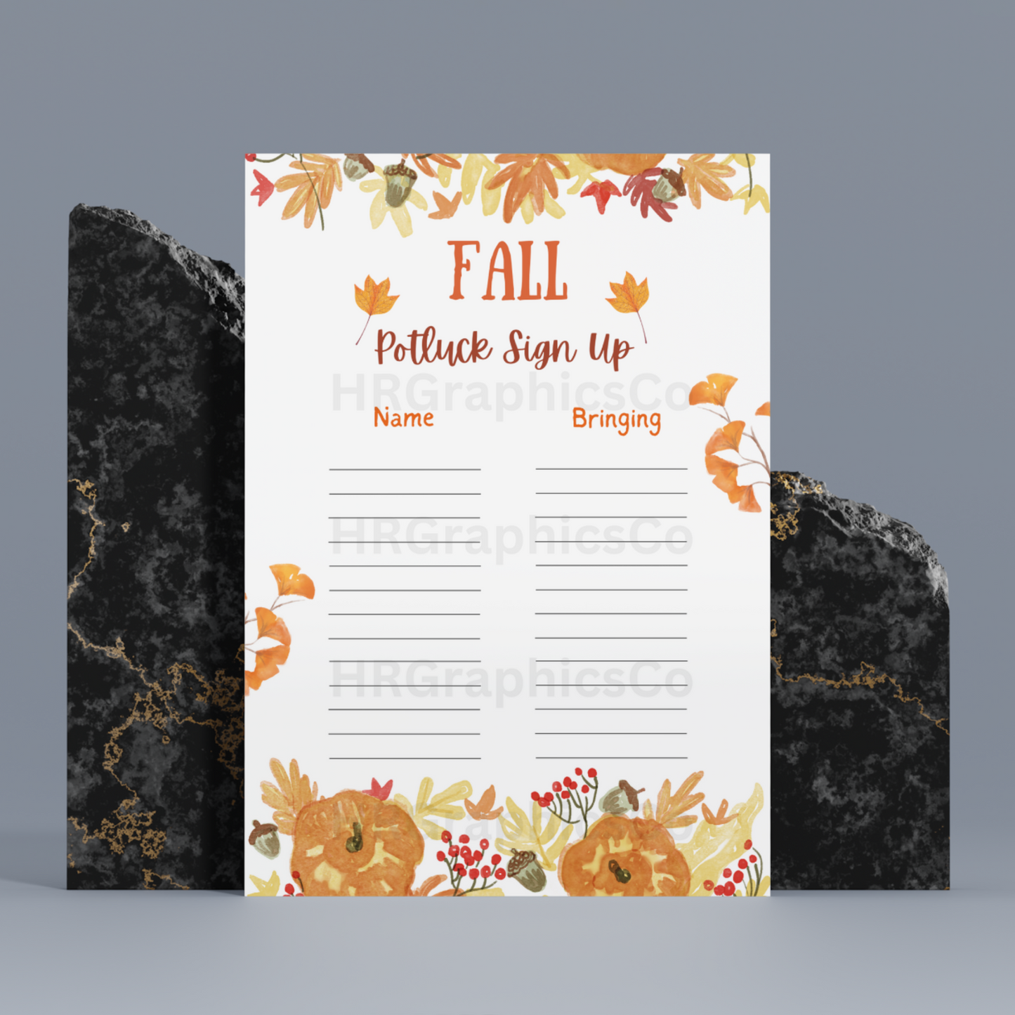 Fall Potluck Sign Up Sheet Template