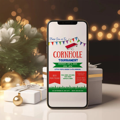 Cornhole Tournament Flyer Template | Cornhole Tournament Fundraiser Flyer Invite CreativeRino