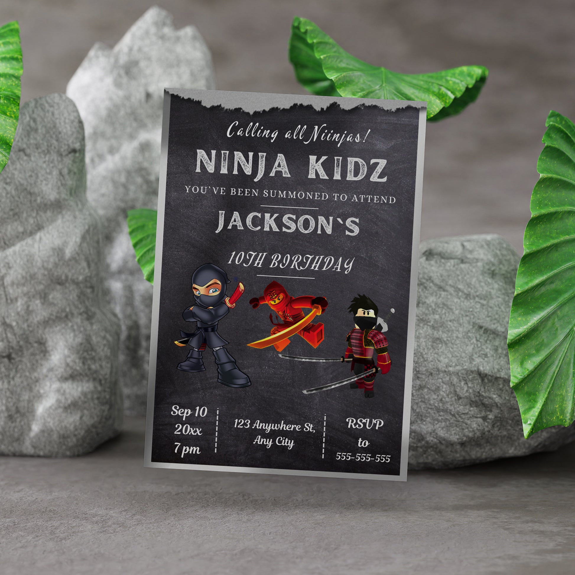 Ninja Kidz Birthday Invitation Template - CreativeRino