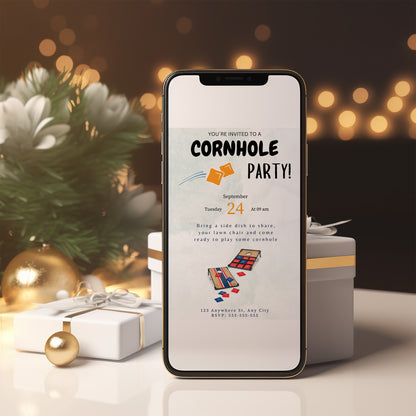Cornhole Birthday Party Invitation Template - CreativeRino