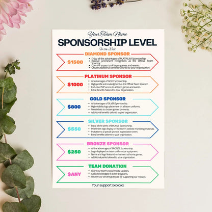 Sponsorship Level Flyer | Club Sponsorship Level Template CreativeRino