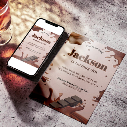 Chocolate Factory Birthday Invitation Template - CreativeRino