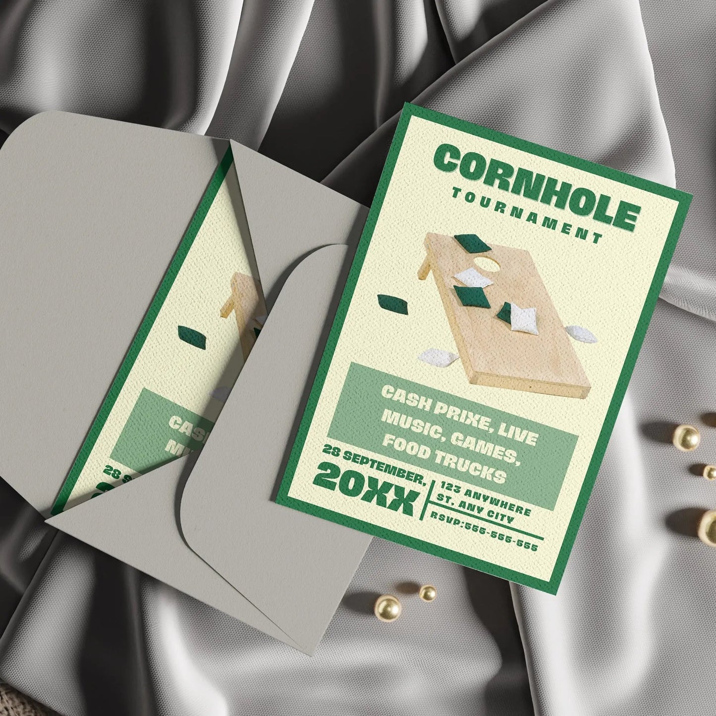 Cornhole Tournament Flyer Template | Cornhole Tournament Fundraiser Flyer CreativeRino