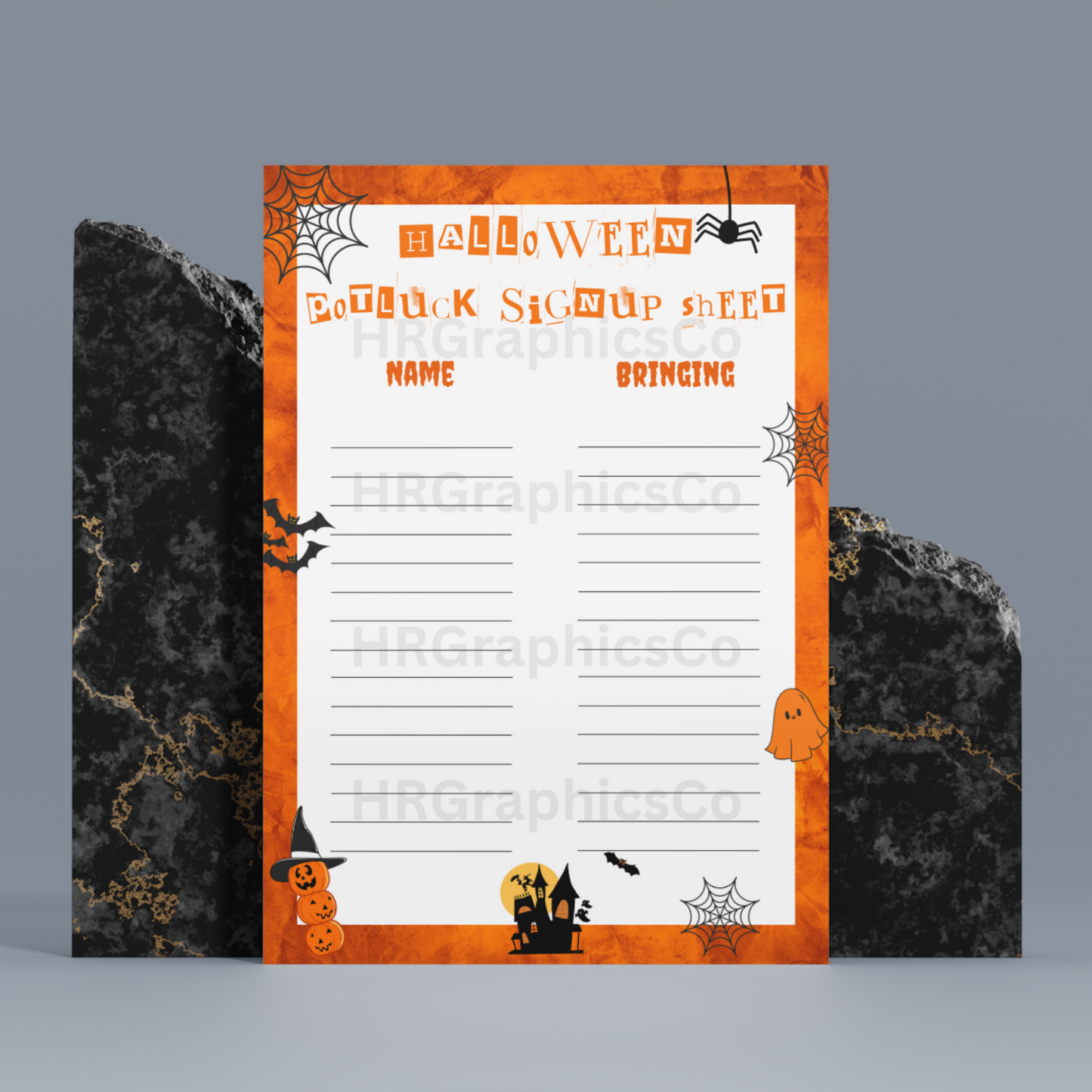 Halloween Potluck Sign Up Sheet Template