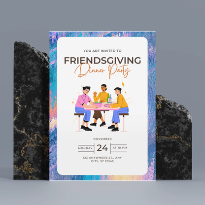 Friendsgiving Dinner Party Invitation Template | Thanksgiving Invite - CreativeRino