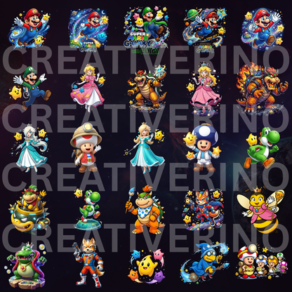Super Mario Galaxy Movie PNG Bundle | Mario Characters Clipart CreativeRino