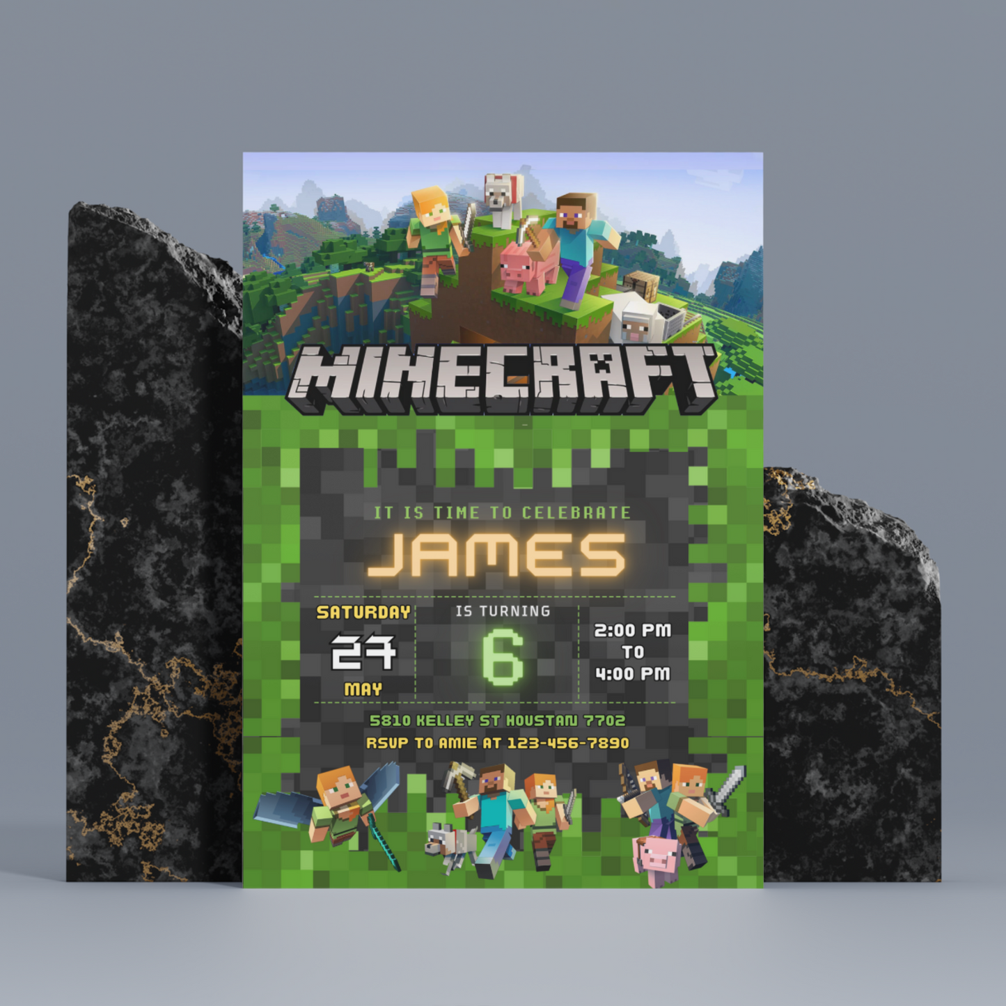 Minecraft Birthday Invitation Template