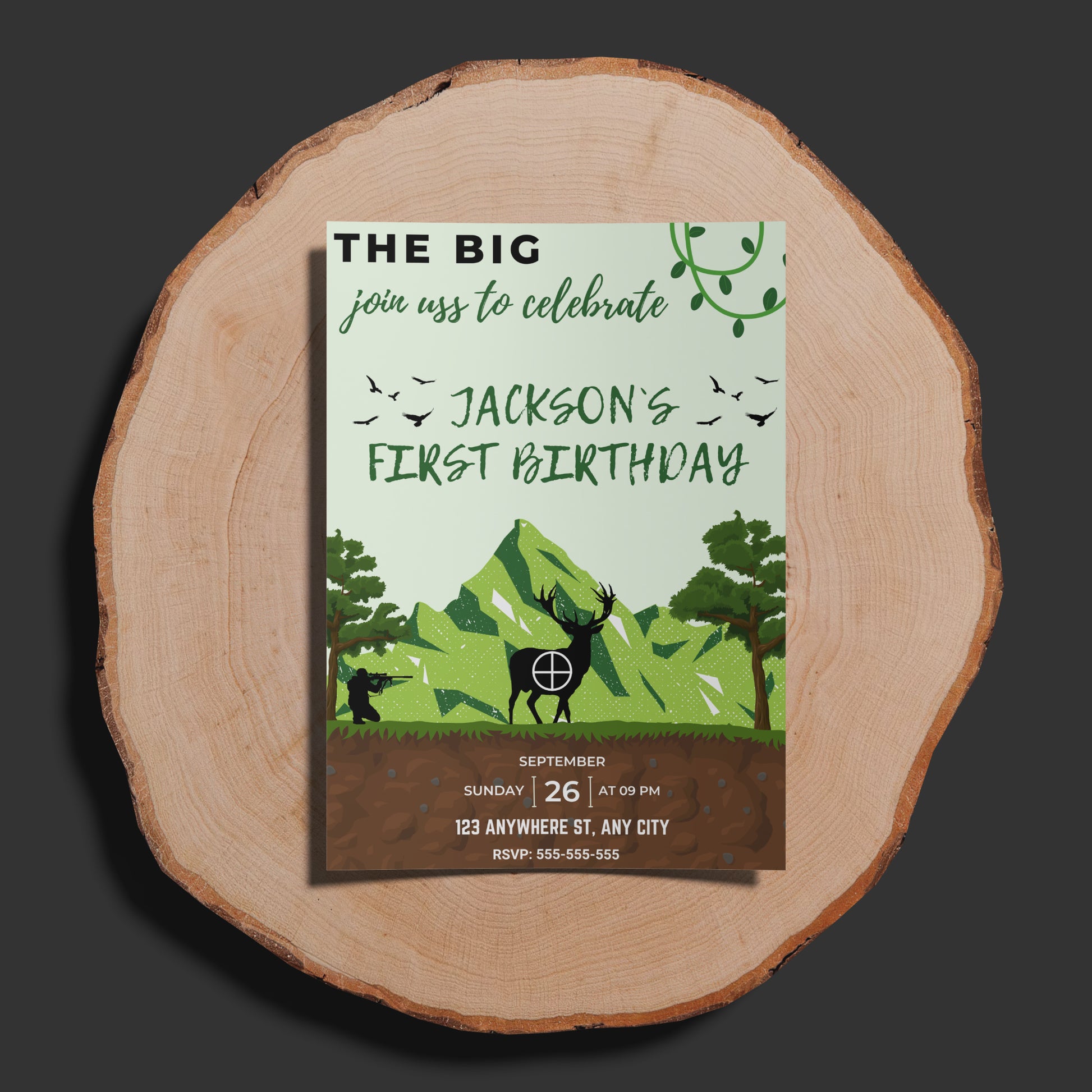 The Big One Hunting Birthday Invitation Template - CreativeRino