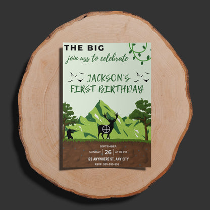 The Big One Hunting Birthday Invitation Template - CreativeRino