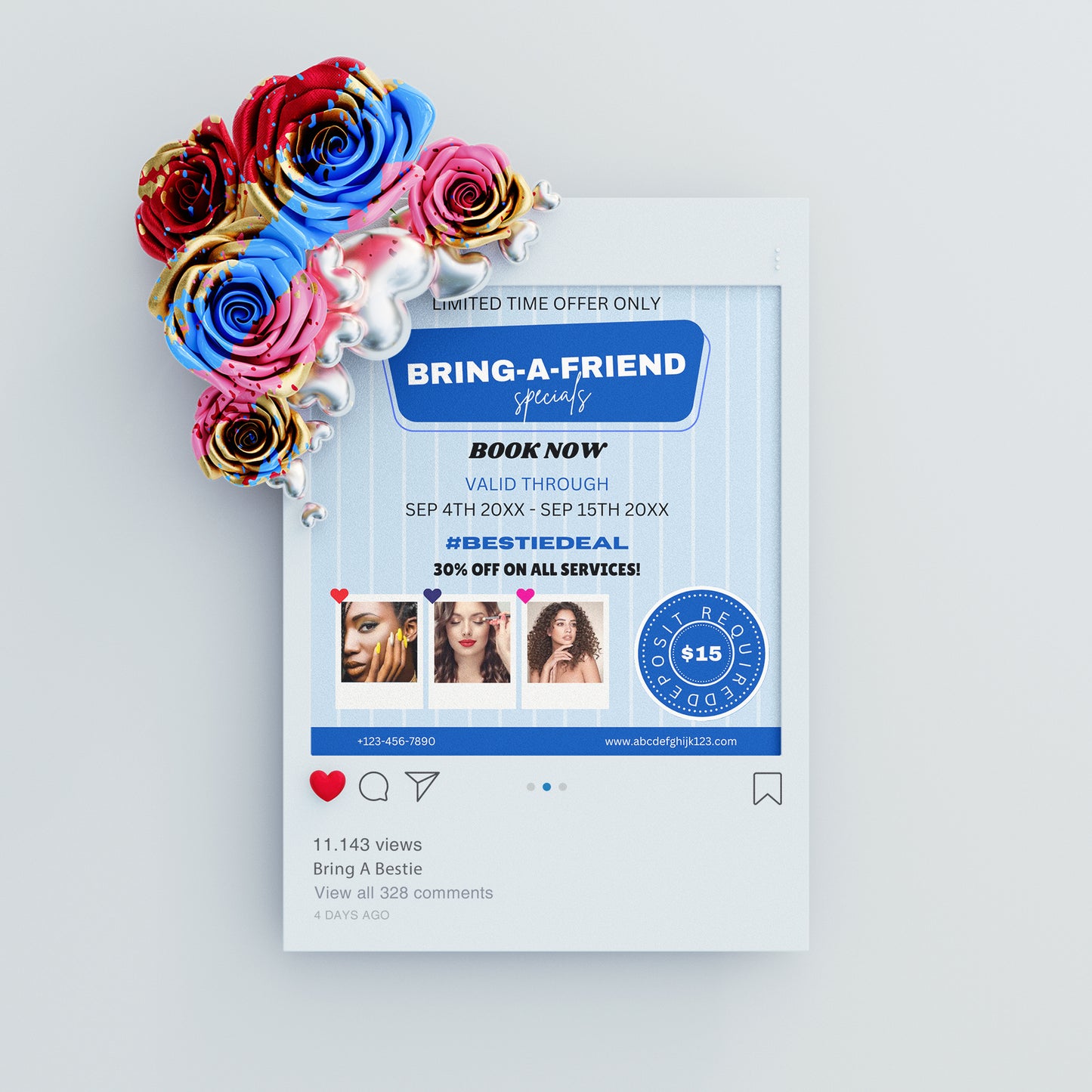 Bring A Bestie Special Flyer Template | Bring A Friend Social Media Flyer