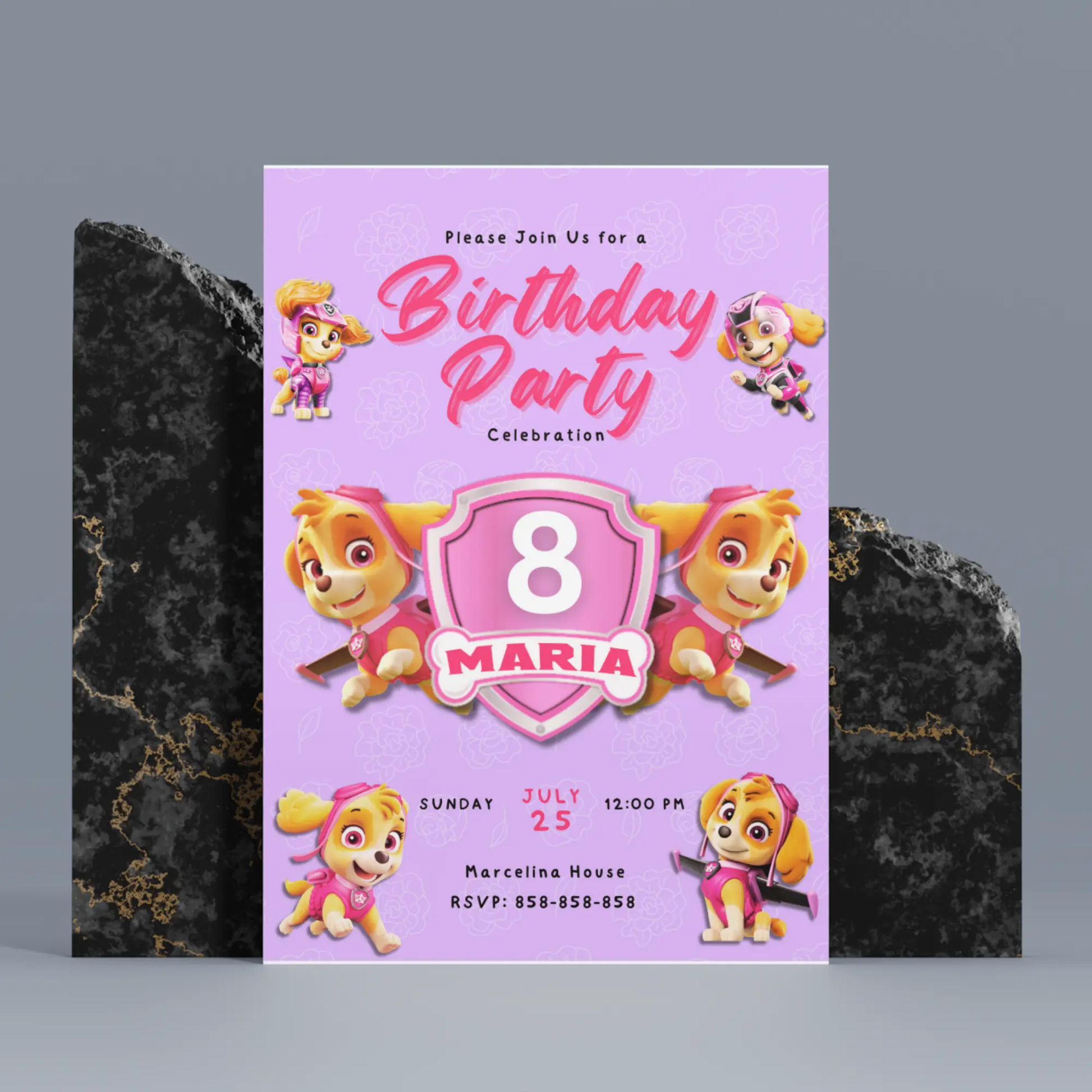 Skye Paw Patrol Birthday Invitation Template - CreativeRino