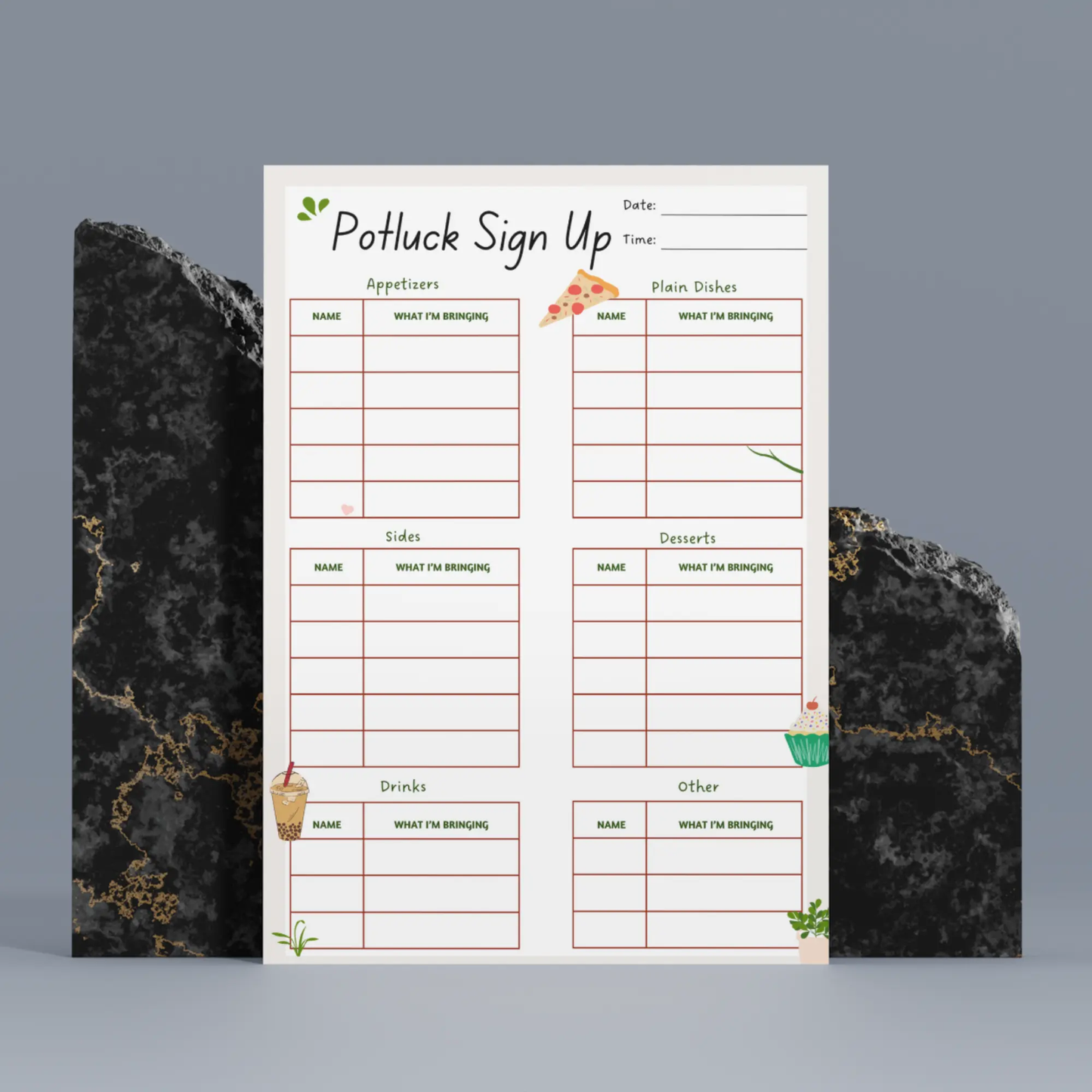 Potluck Sign Up Sheet Template - CreativeRino
