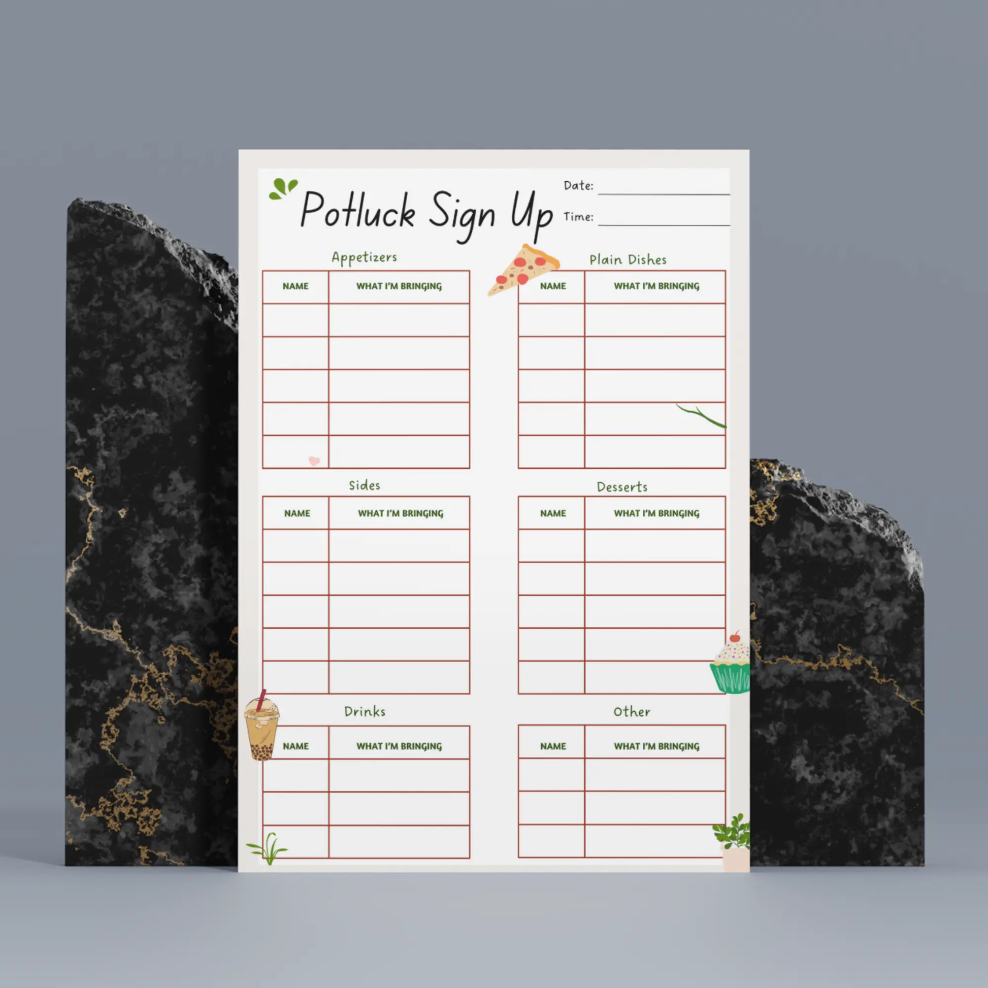 Potluck Sign Up Sheet Template - CreativeRino