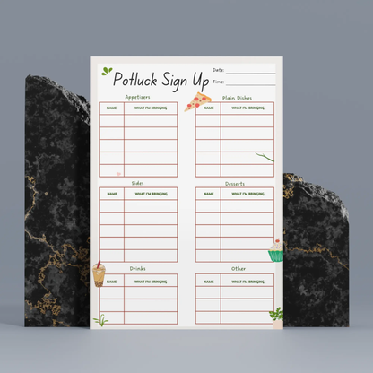Potluck Sign Up Sheet Template - CreativeRino