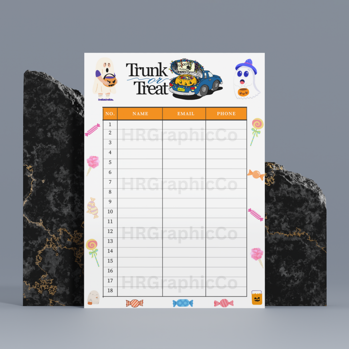 Trunk or Treat Halloween Sign Up Sheet Template