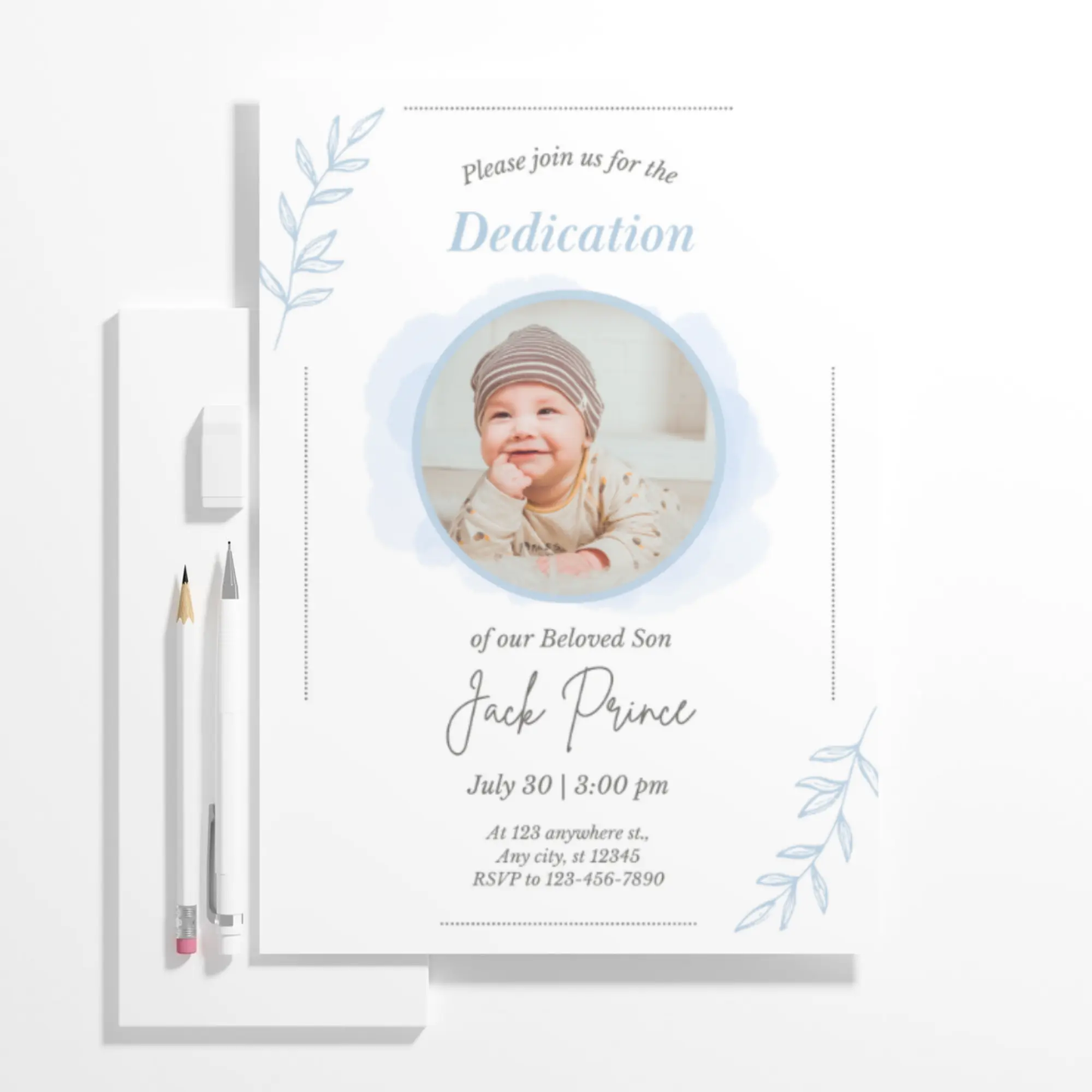 Baby Dedication Invitation Template - CreativeRino